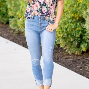 KanCan RHONDA DISTRESSED HIGH RISE BUTTON FLY SKINNY